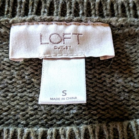 Loft small olive green embroidered wool sweater - Picture 5 of 5